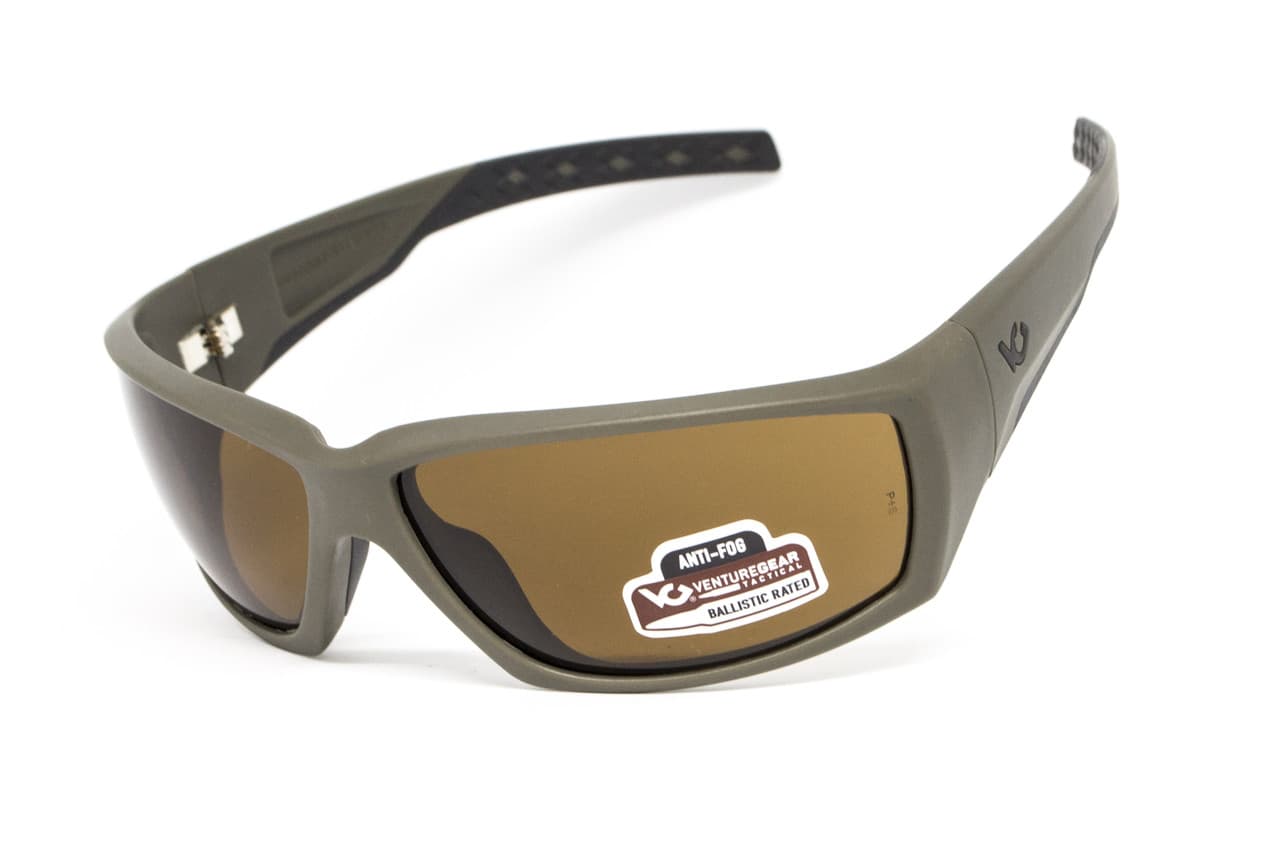 Окуляри захисні Venture Gear Tactical OverWatch Green (bronze) Anti-Fog, коричневі в камуфльованій оправі