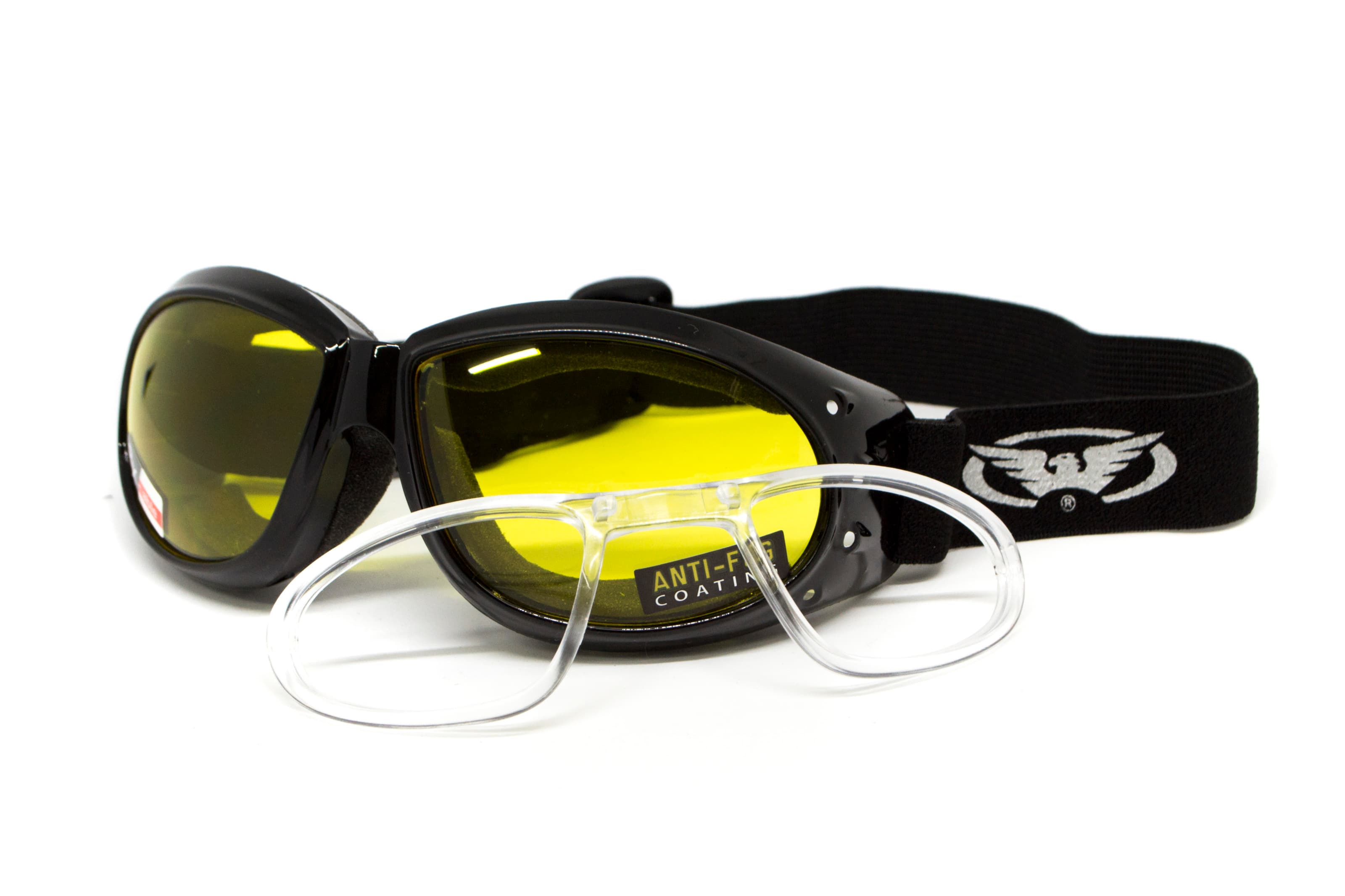Окуляри захисні з ущільнювачем Global Vision Eliminator RX (yellow) Anti-Fog, жовті з діоптричною вставкою