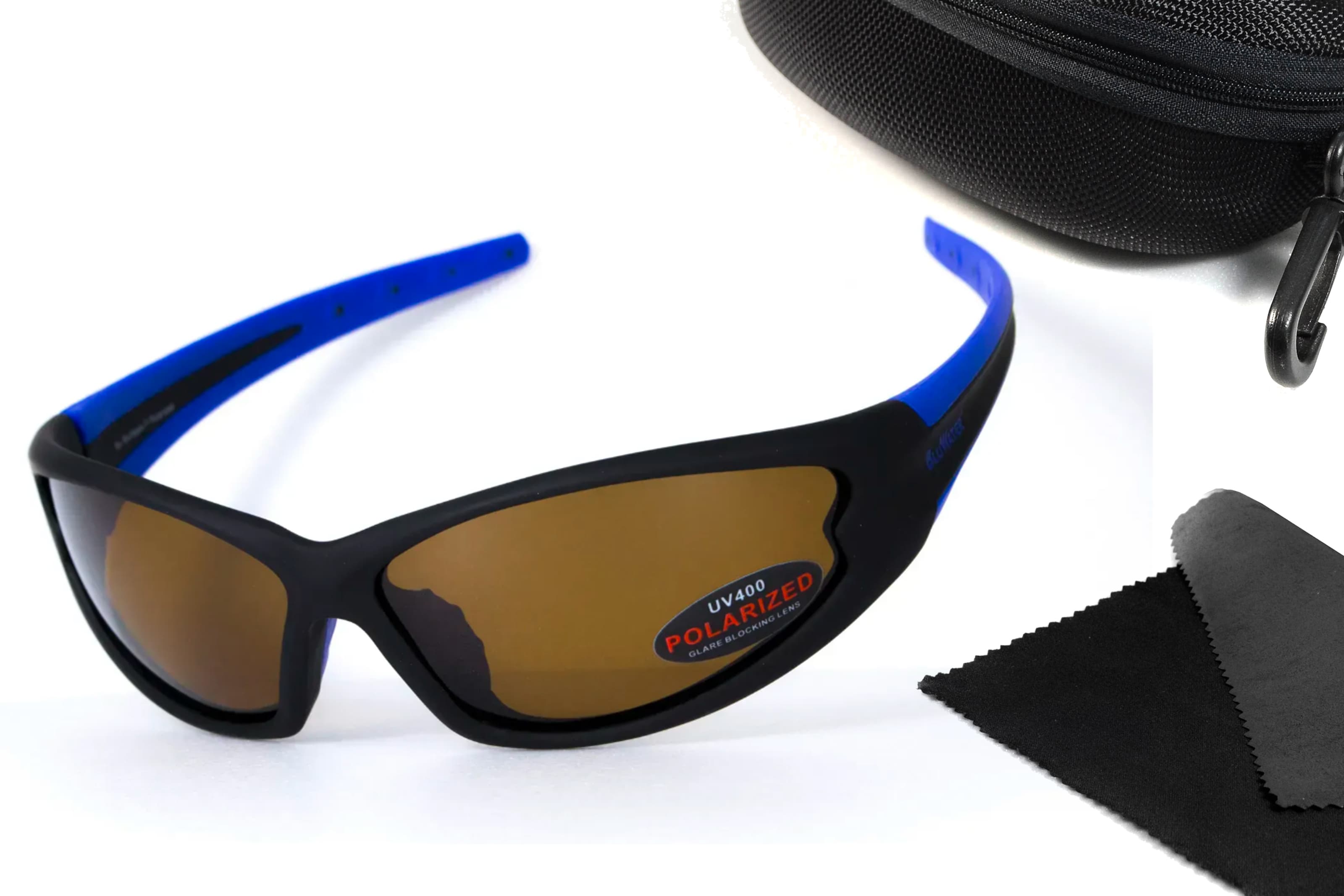 Окуляри поляризаційні BluWater Daytona-4 Polarized (brown) коричневі з синіми дужками