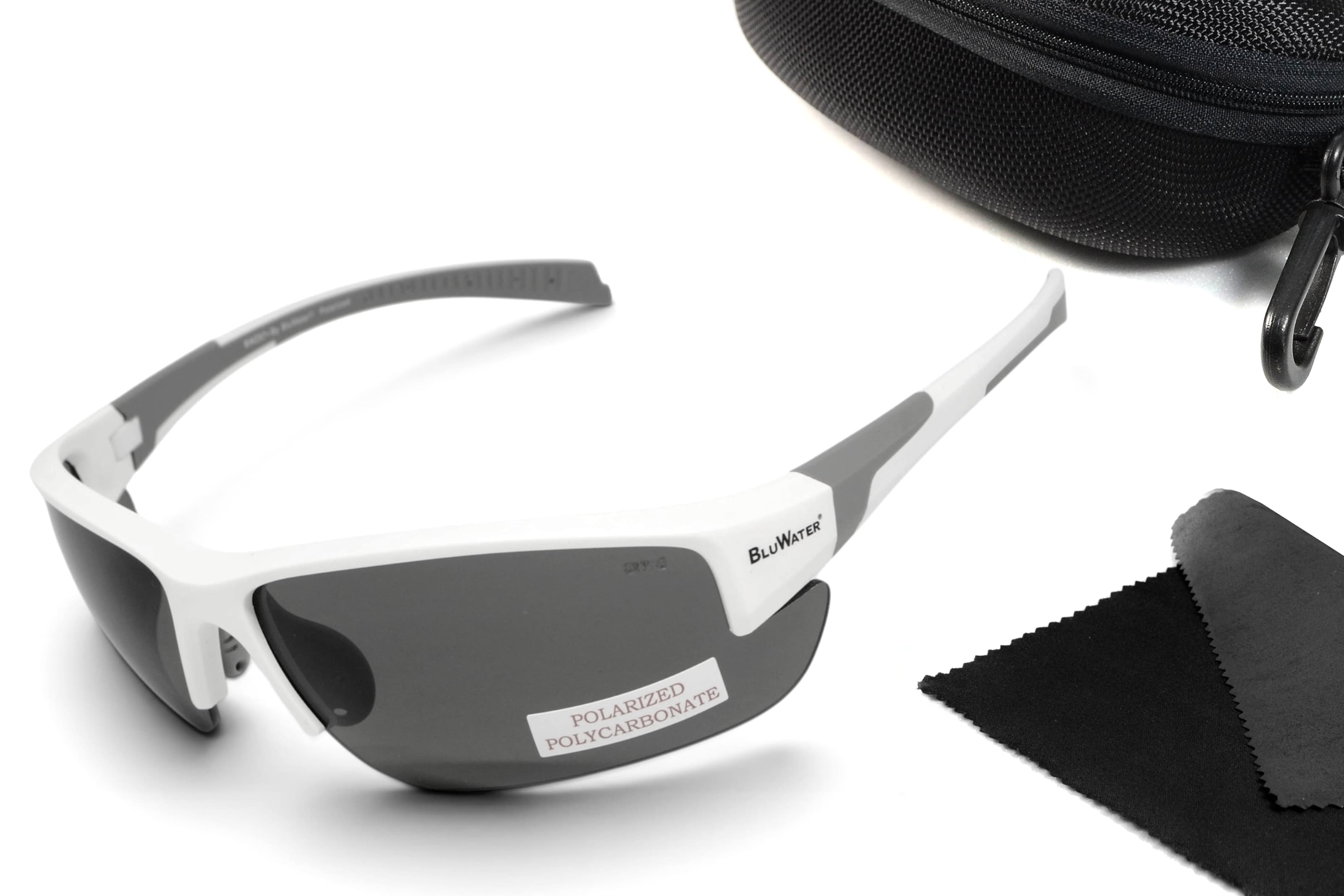 Окуляри поляризаційні захисні BluWater Samson-3 Z87.1 White Polarized (gray), сірі в біло-сірій оправі