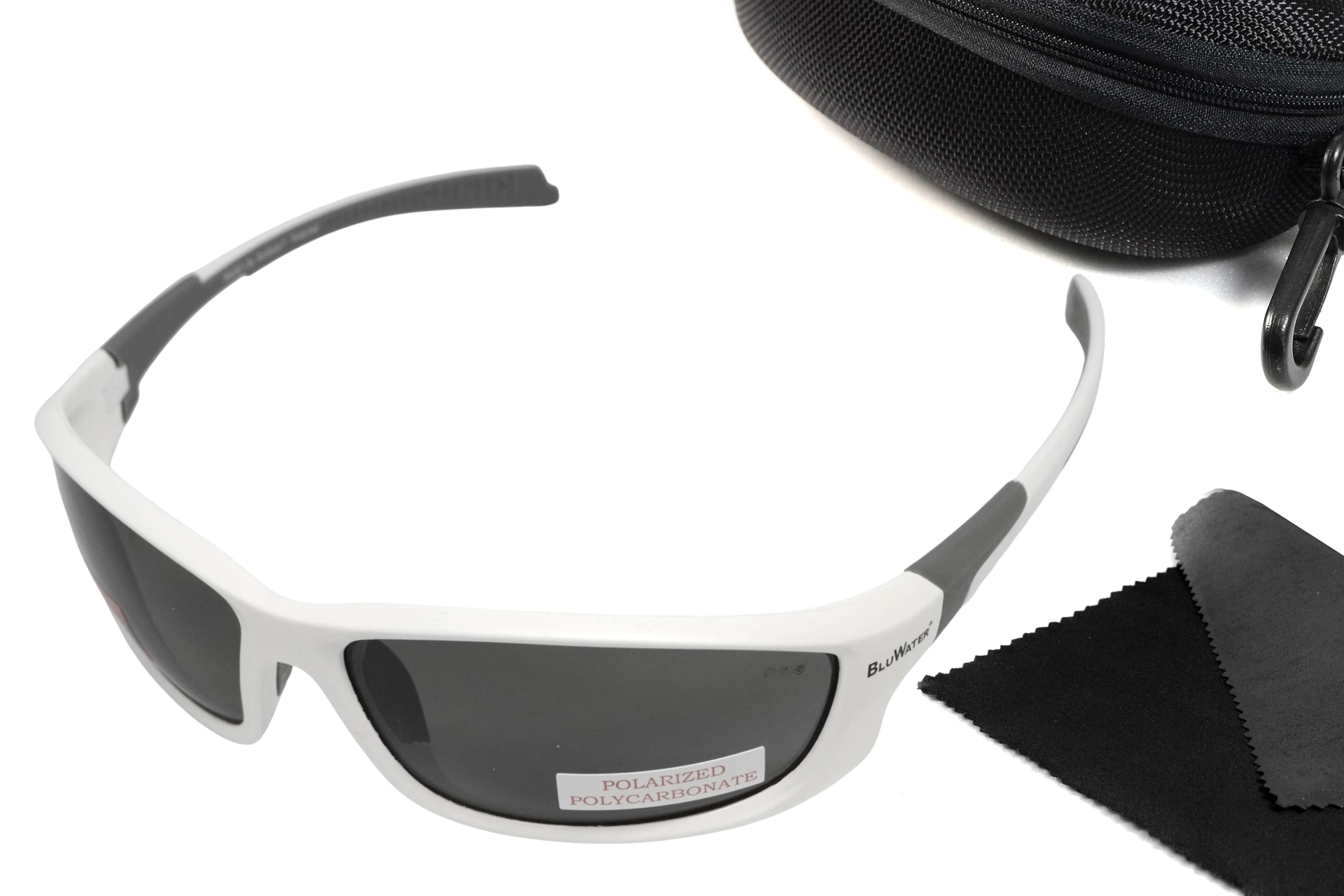 Окуляри поляризаційні захисні BluWater Samson-1 Z87.1 White Polarized (gray), сірі в біло-сірій оправі